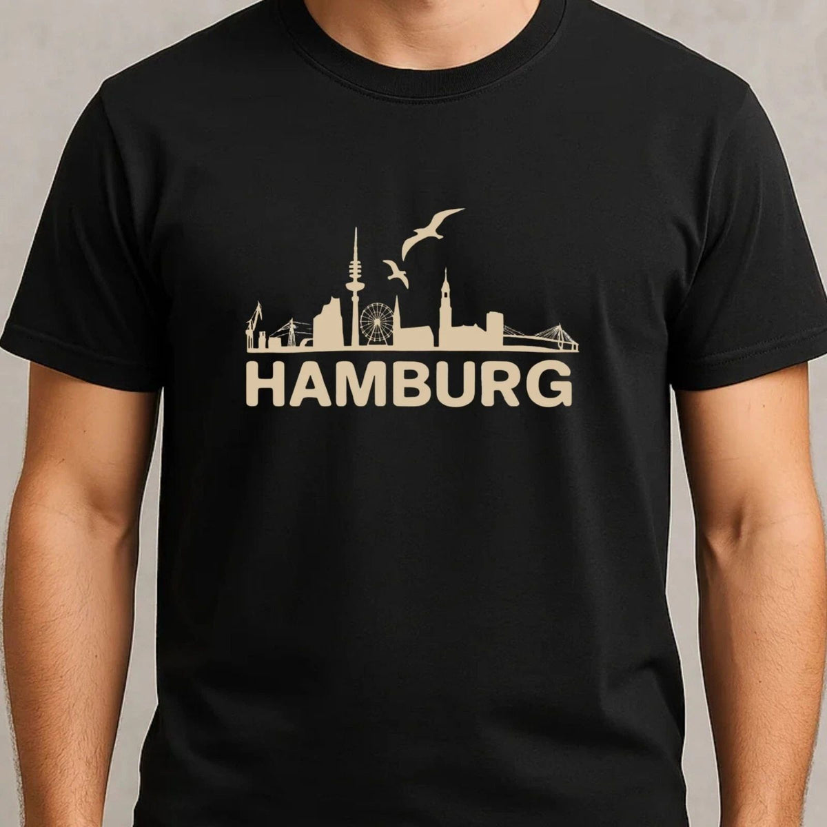 Mens Hamburg Skyline Motif Cotton T-Shirt Size S to 5XL