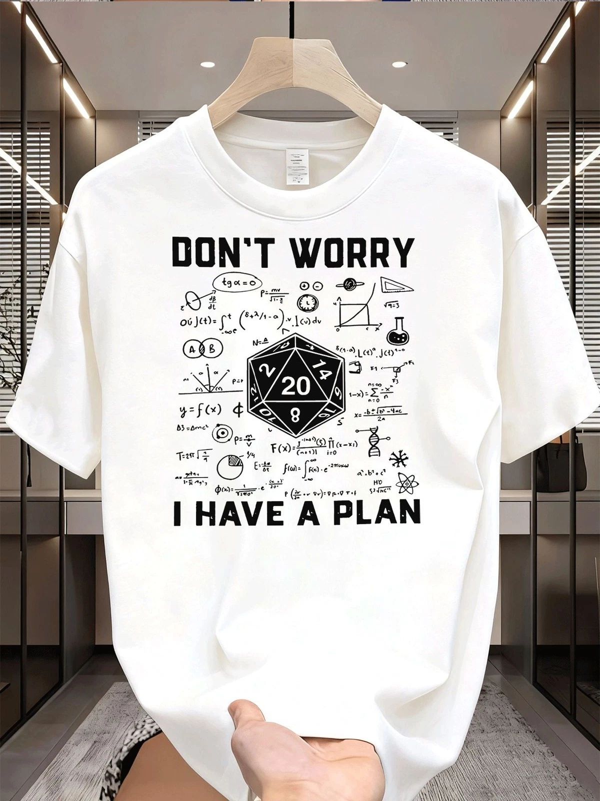 Don't Worry I Have a Plan Funny Nerd Dice Math Graphic T-Shirt Geek Tee