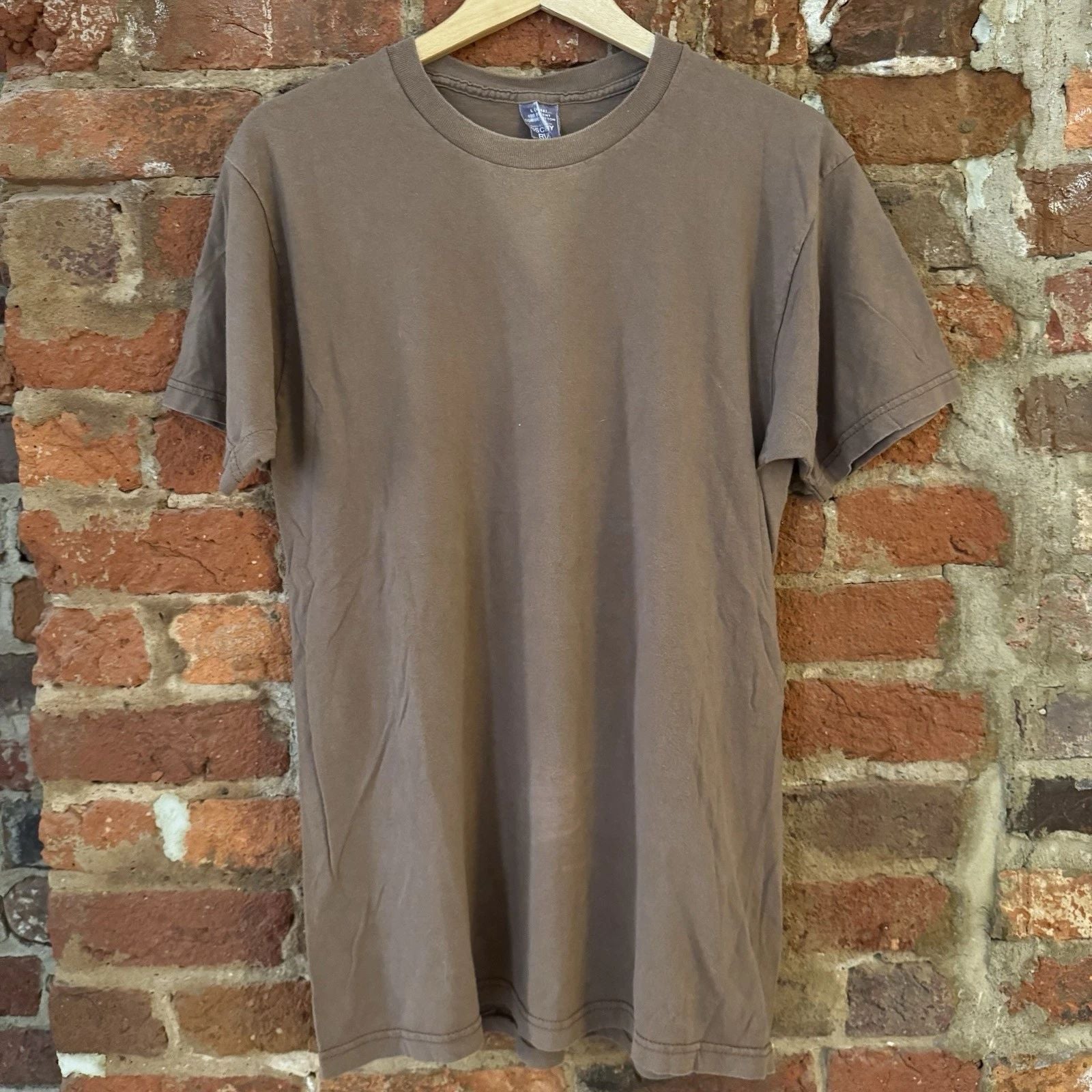 Vintage 80s 90s BVD US Military Issue Blank Brown T-Shirt Size Large 100% Cotton
