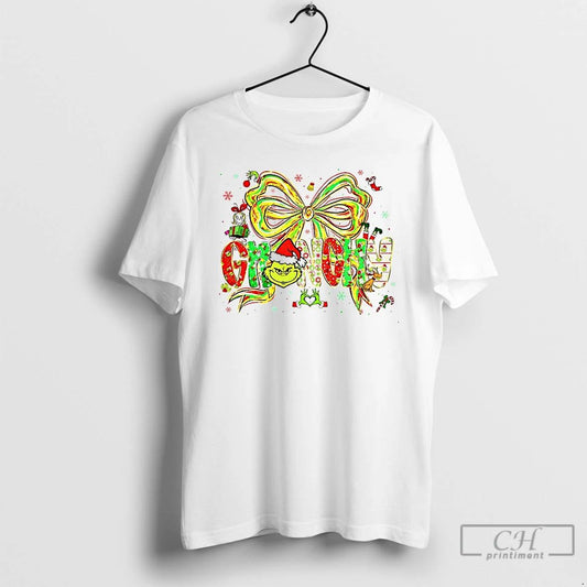 Premium Grinchy Coquette Bow Coquette Christmas Movie Christmas T Shirts