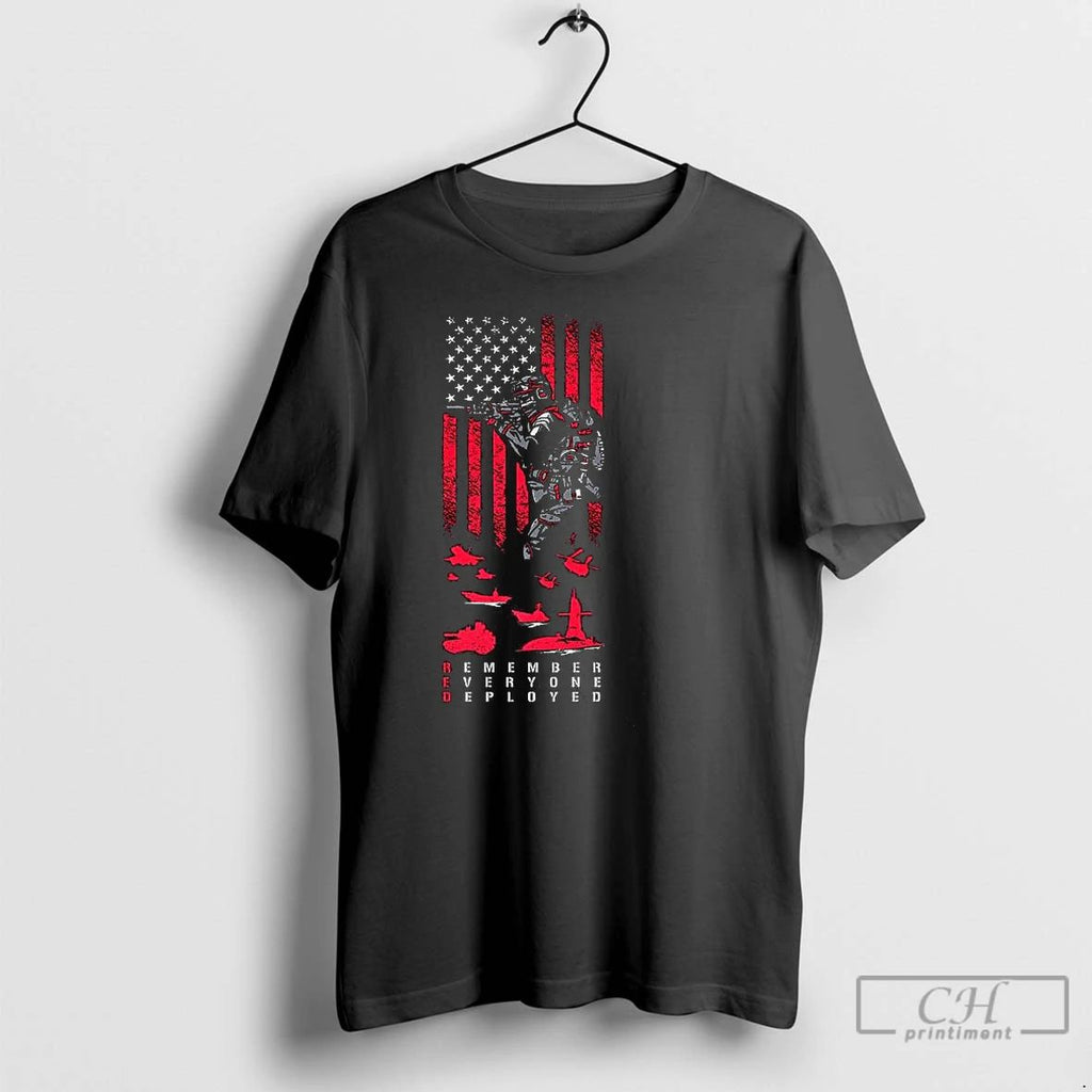 Premium Red Friday Full Soldier Remember Everyone Deployed Flag T Shirts