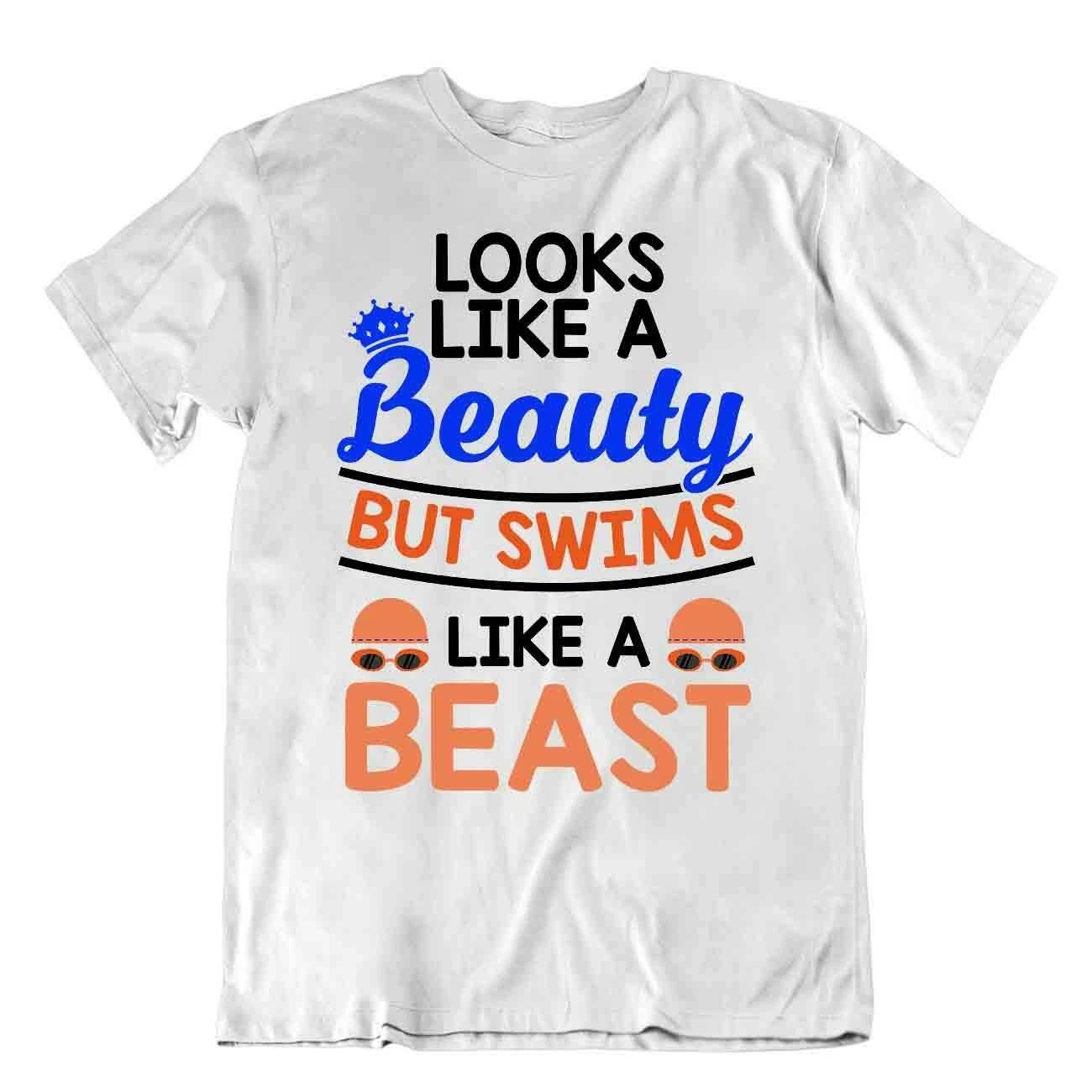 Beauty And Swim Shirt Sporting Hobby Tshirt Novelty Slogan Nerd Tee