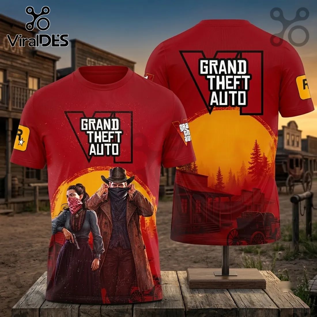 Grand Theft Auto VI Red Western Themed Shirt