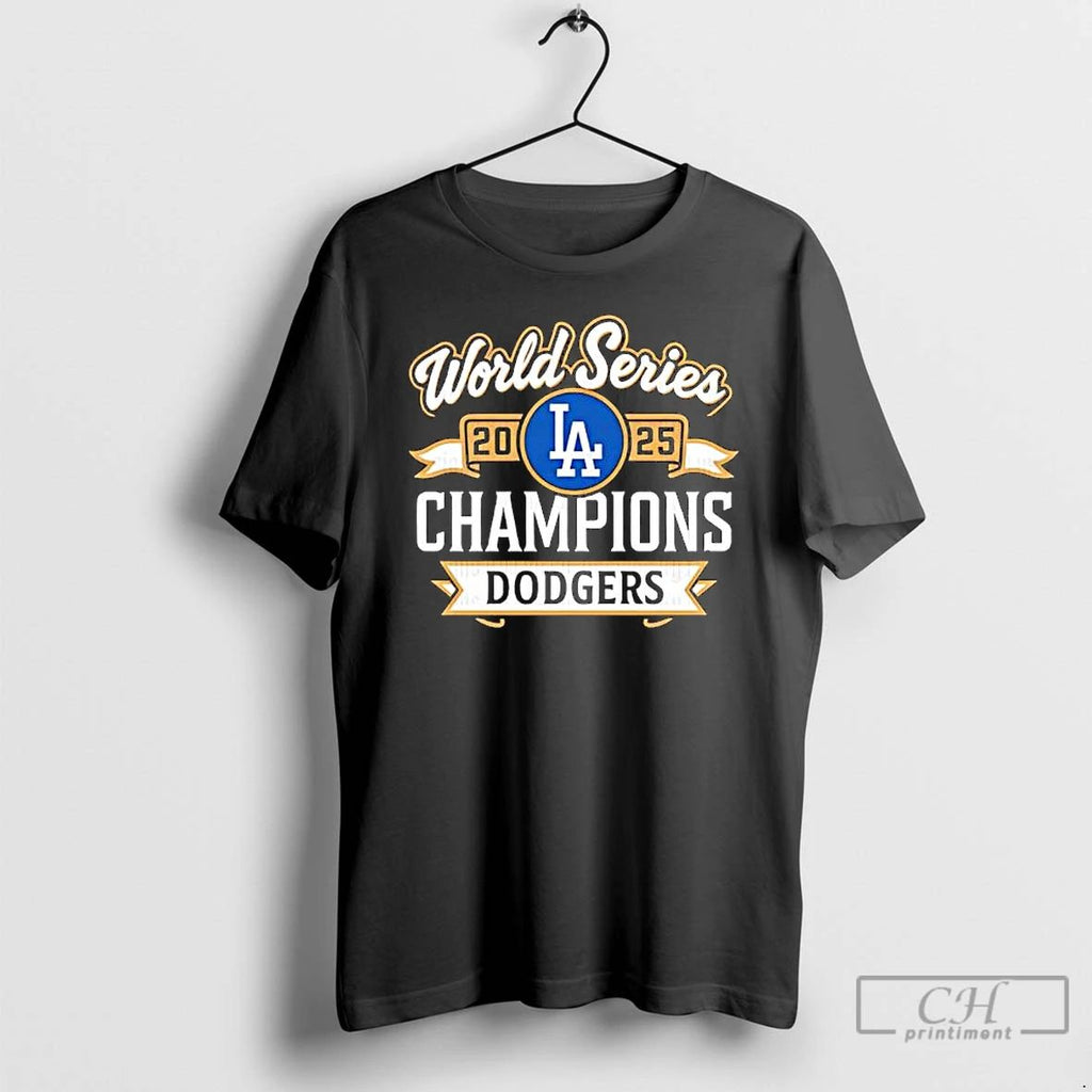 Premium La Dodgers As 2025 World Series Champions Central Logo T Shirts