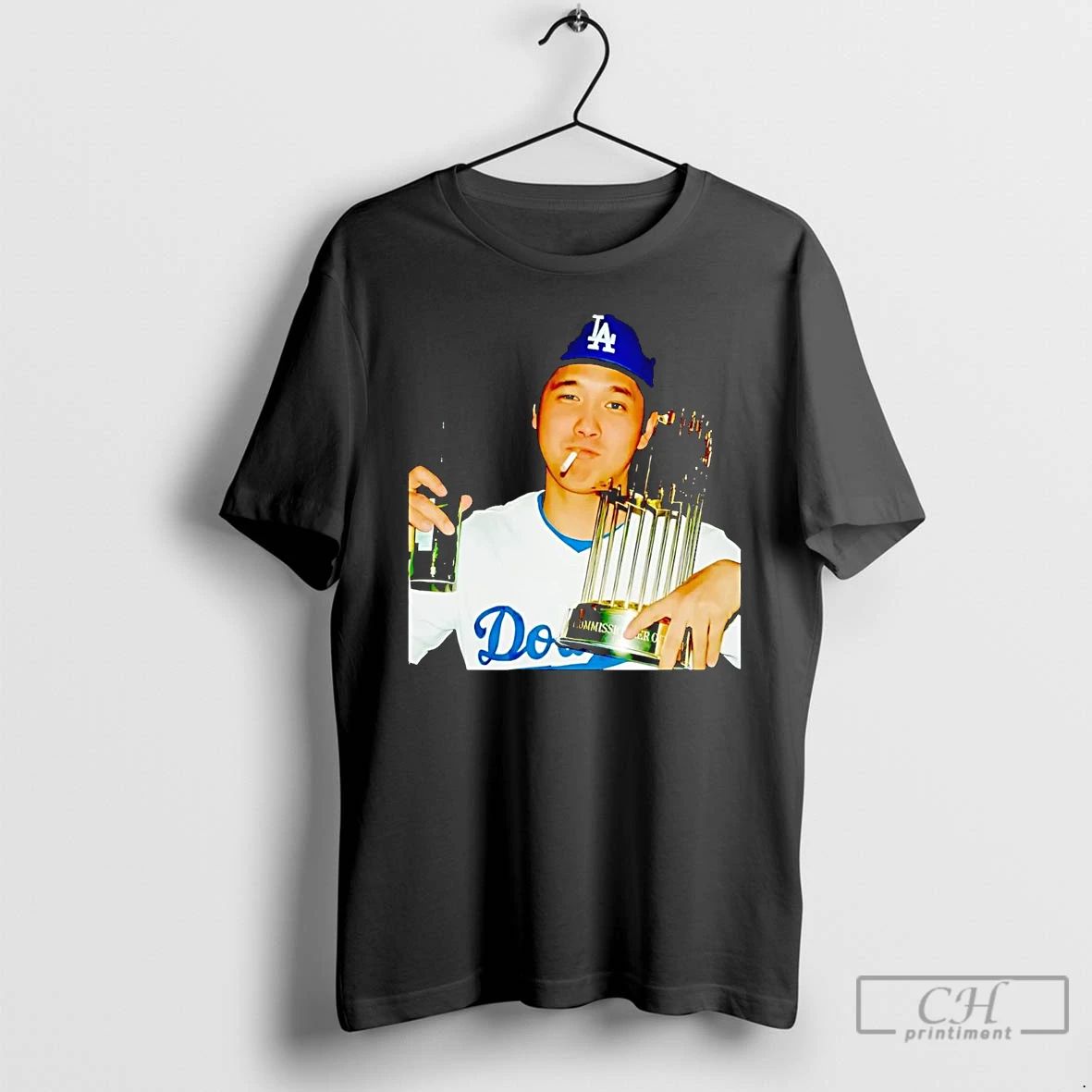 Classic Shohei Ohtani Smoking Trophy 2025 Dodgers Champion T Shirts
