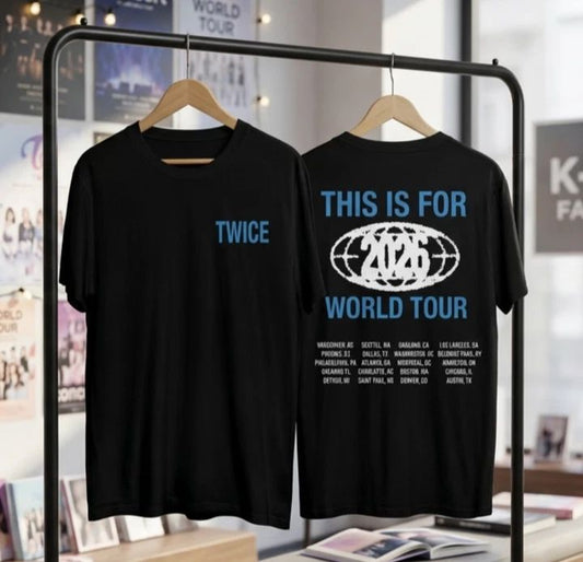 TWICE 2026 World Tour T-Shirt K-pop Fan Merch Black Cotton Tee This Is For Tour