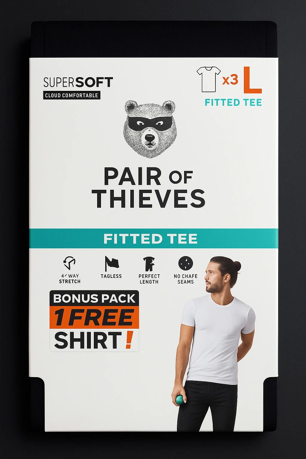 Pair of Thieves  SuperSoft Crew Neck Undershirt 3-Pack – Black - Large