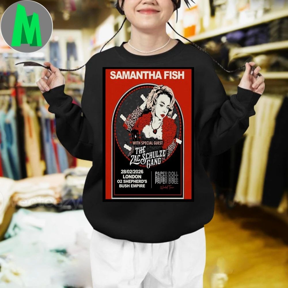 Original Samantha Fish Paper Doll World Tour London Feb 28 2026 Poster Shirt