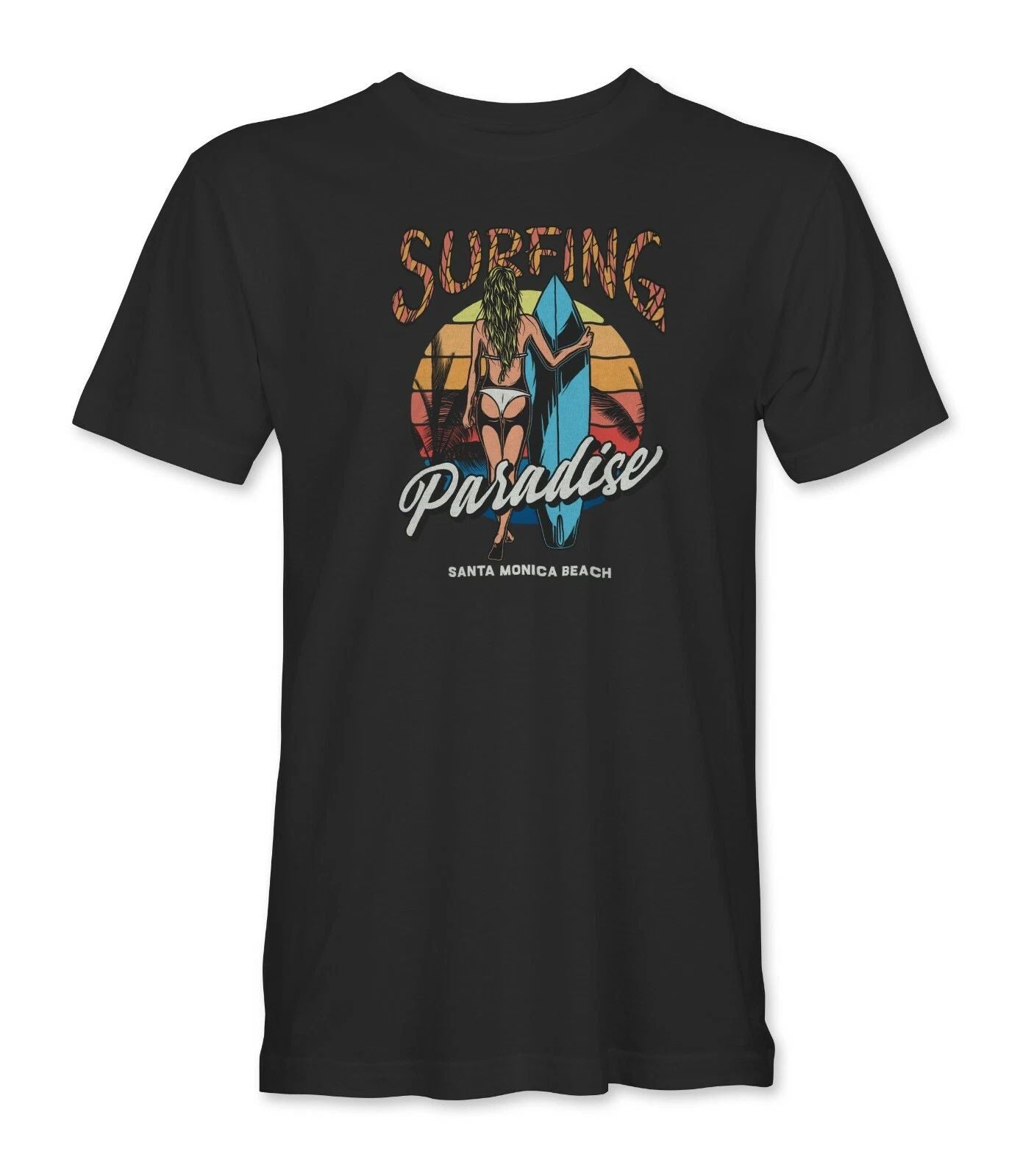 Surfing Paradise Santa Monica Beach California Surf Mens/Unisex T-Shirt