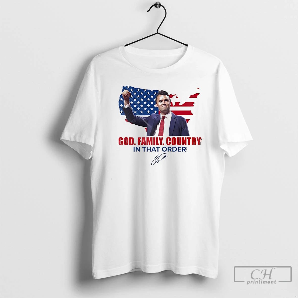 Classic God Family Country In That Order Charlie Kirk White T Shirts