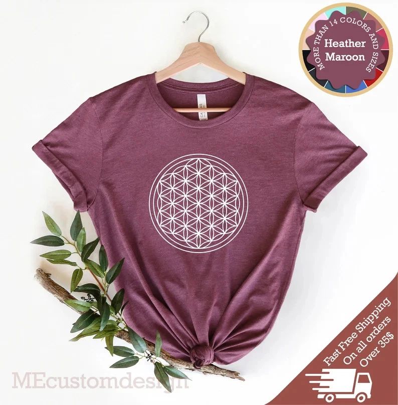 Flower of Life Comfort Tee Spiritual Yoga Meditation Sacred