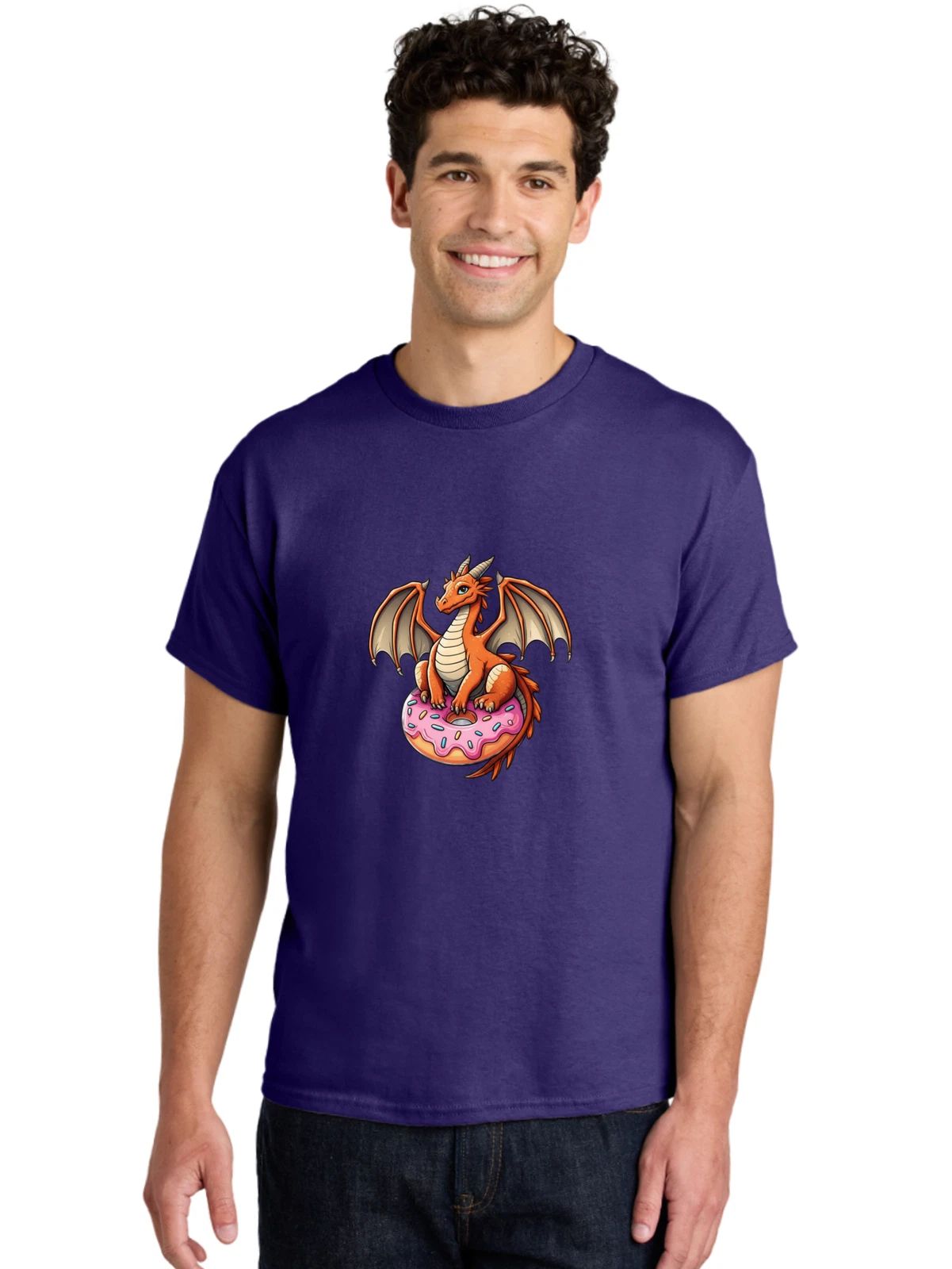 Donut-Dragon-1 Mens Graphic Tee, 100% Cotton, Casual Summer Wear