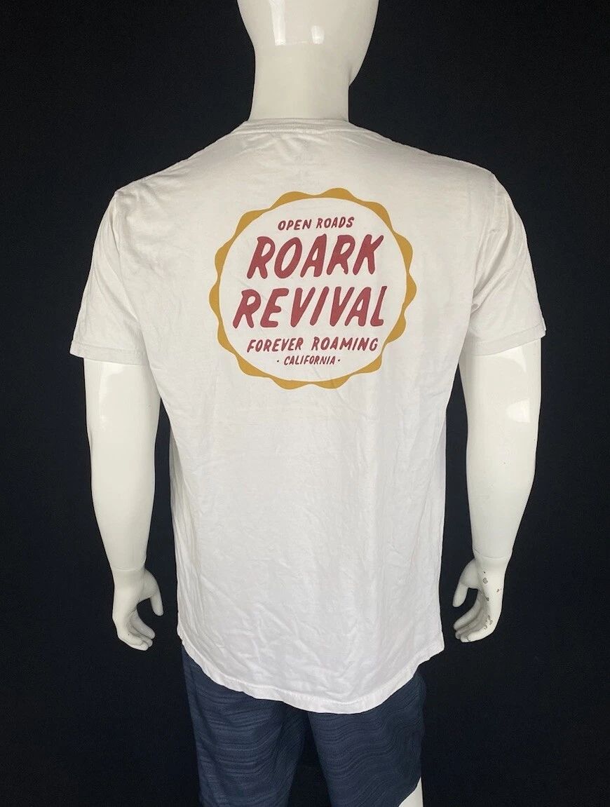 Roark Revival White 2-Sided Bottle Cap Graphic T Shirt, B Grade, Men's Size XL