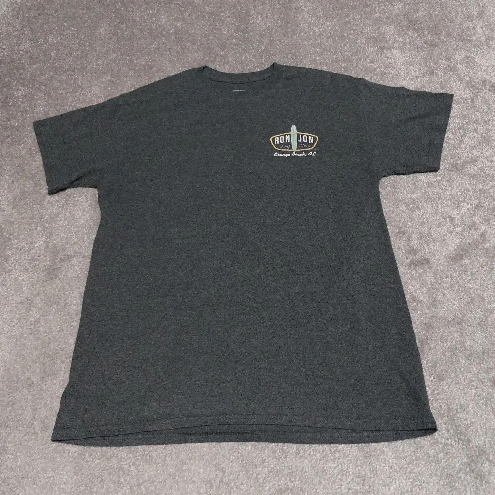 Ron Jon Surf Shop T-Shirt Men's Medium Gray Graphic Short Sleeve Pullover Shirt