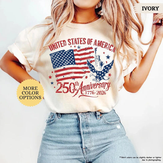 America 250th Anniversary Shirt  Patriotic Eagle Tee  Distressed