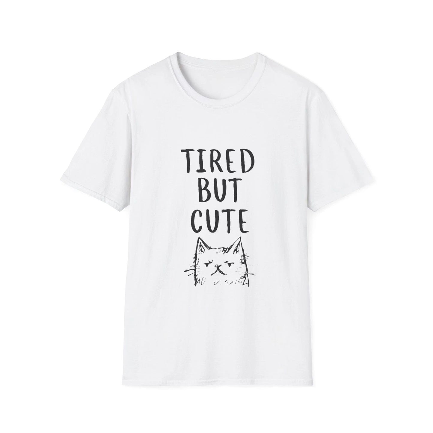 Tired But Cute Cat T-Shirt, Funny Cat Tee, Unisex Softstyle T-Shirt