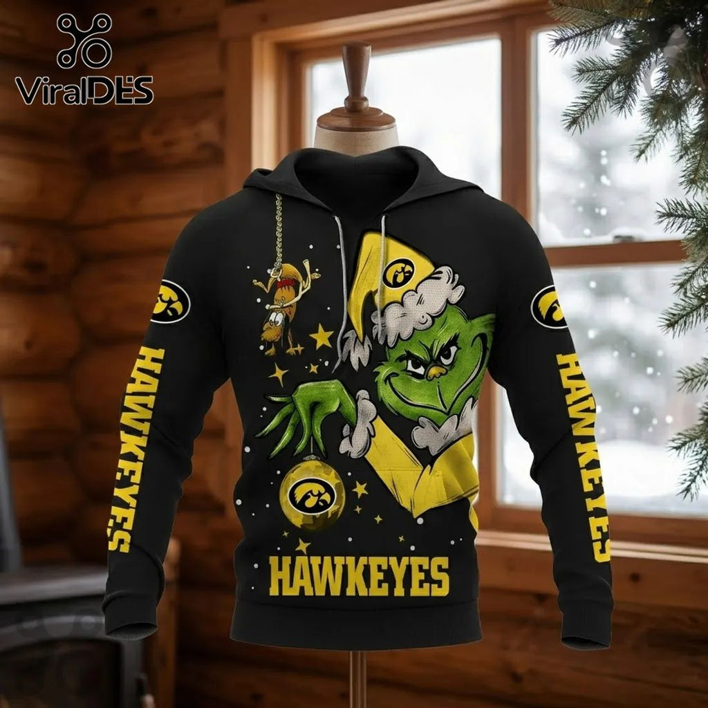 Iowa Hawkeyes Grinch Christmas Holiday Hoodie