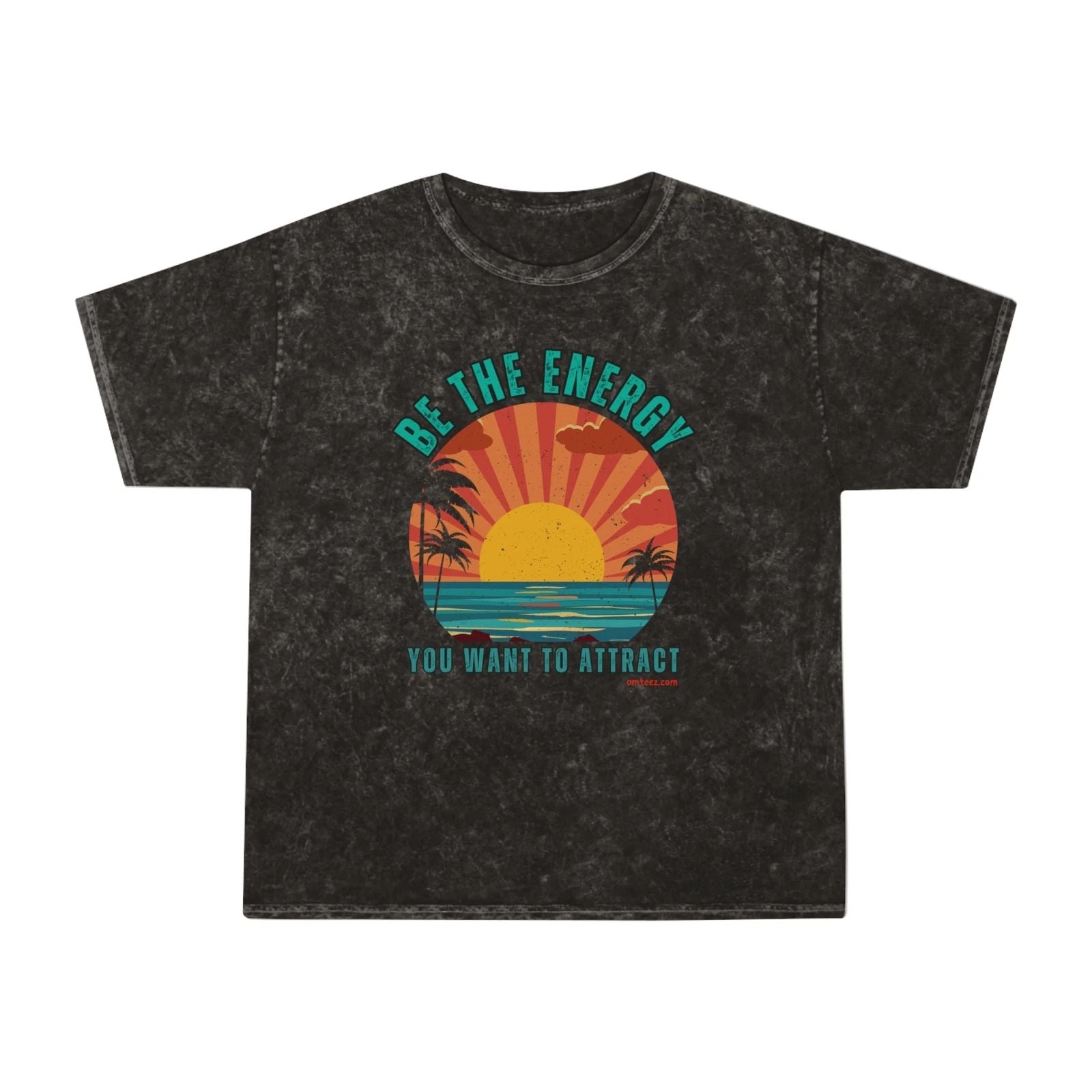 Be The Energy Unisex Mineral Wash T-Shirt - Vibrant Sunset Design