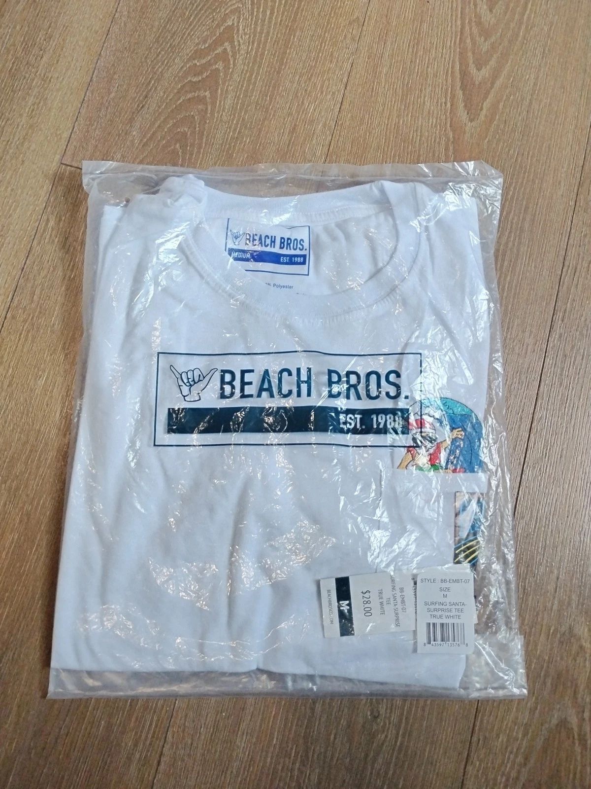Beach Bros T Shirt M.. Men's  Embroidered Surfing Santa-Suprise NEW