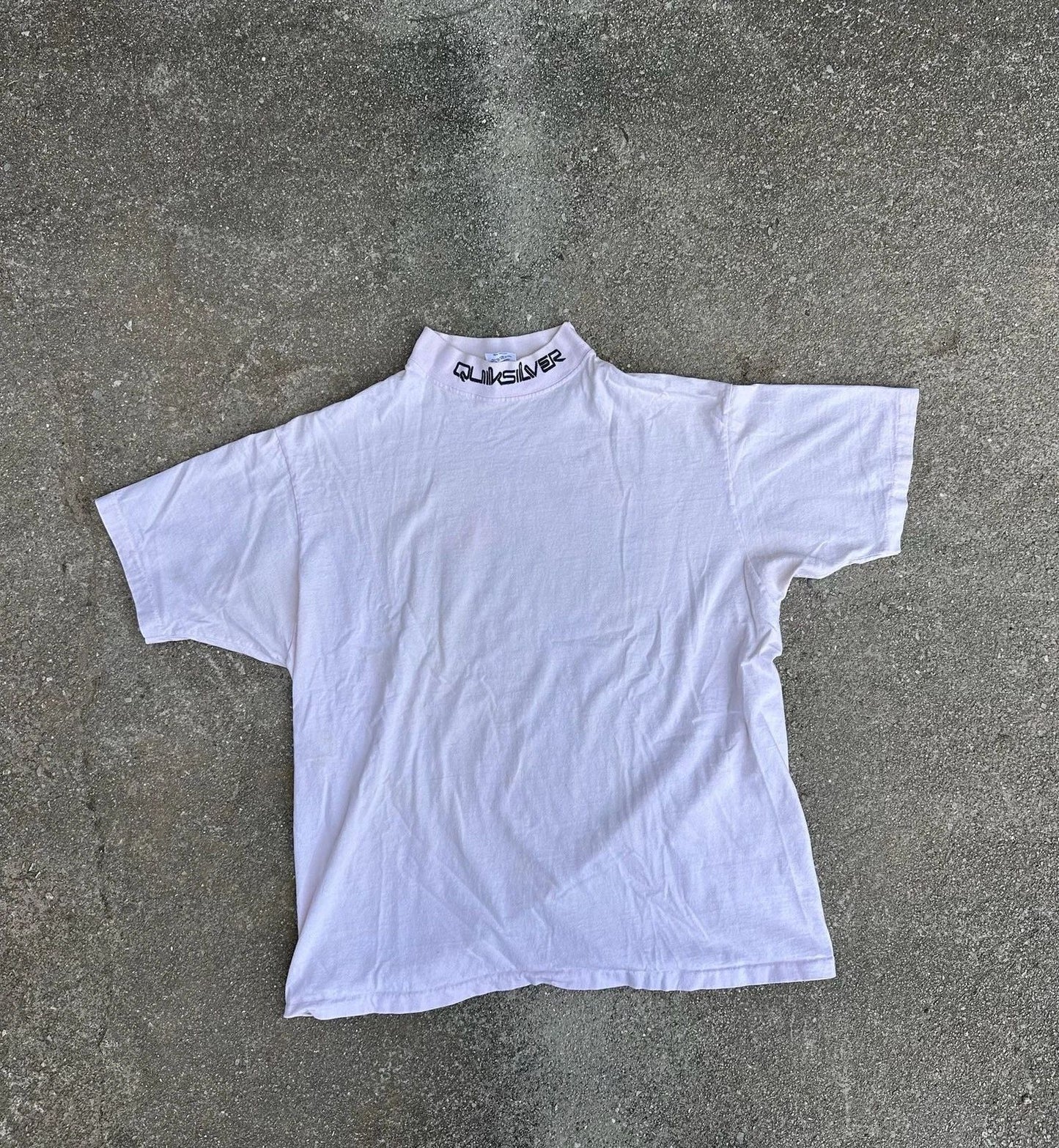 Vintage 90s Quiksilver Mock Neck Logo T-Shirt Size L