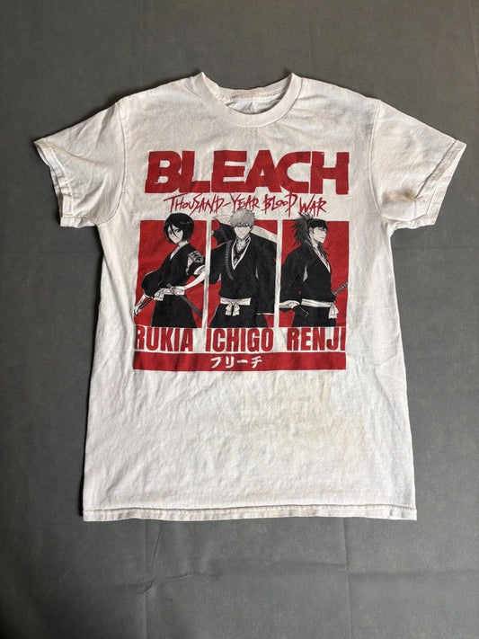 Bleach T-Shirt Men's Small White 100% Cotton Crew Neck Short Sleeve Pullover