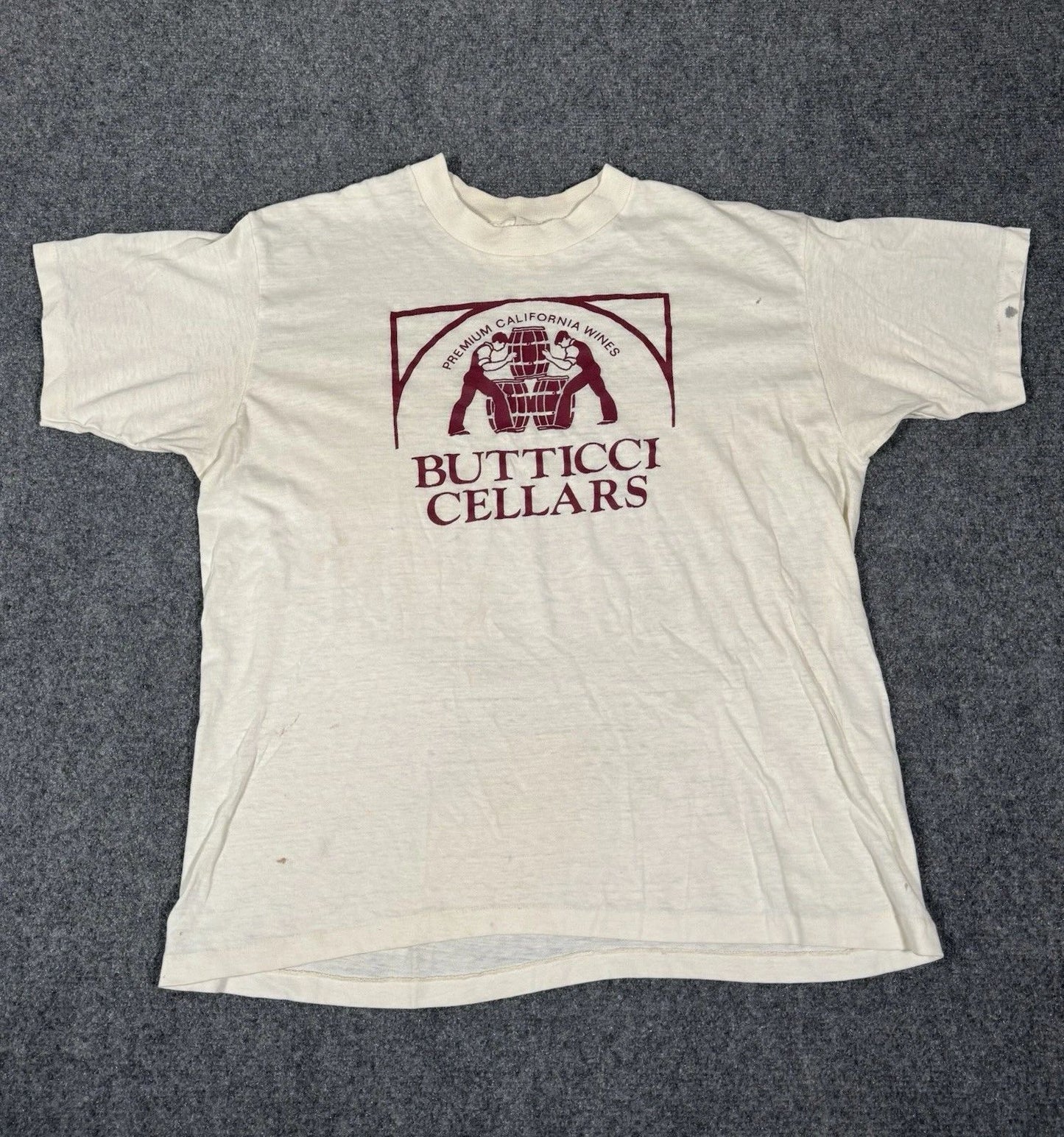 Vintage Wright's Shirt Mens XL White Premium California Wines Tee 80s Flawed