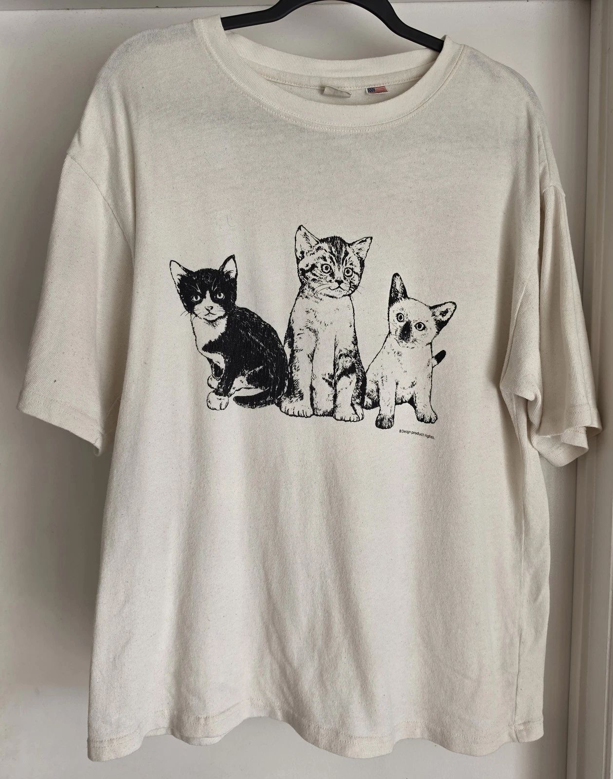 Power to the People Japan Kitten Tee - Vintage Aesthetic - Slub Cotton - M
