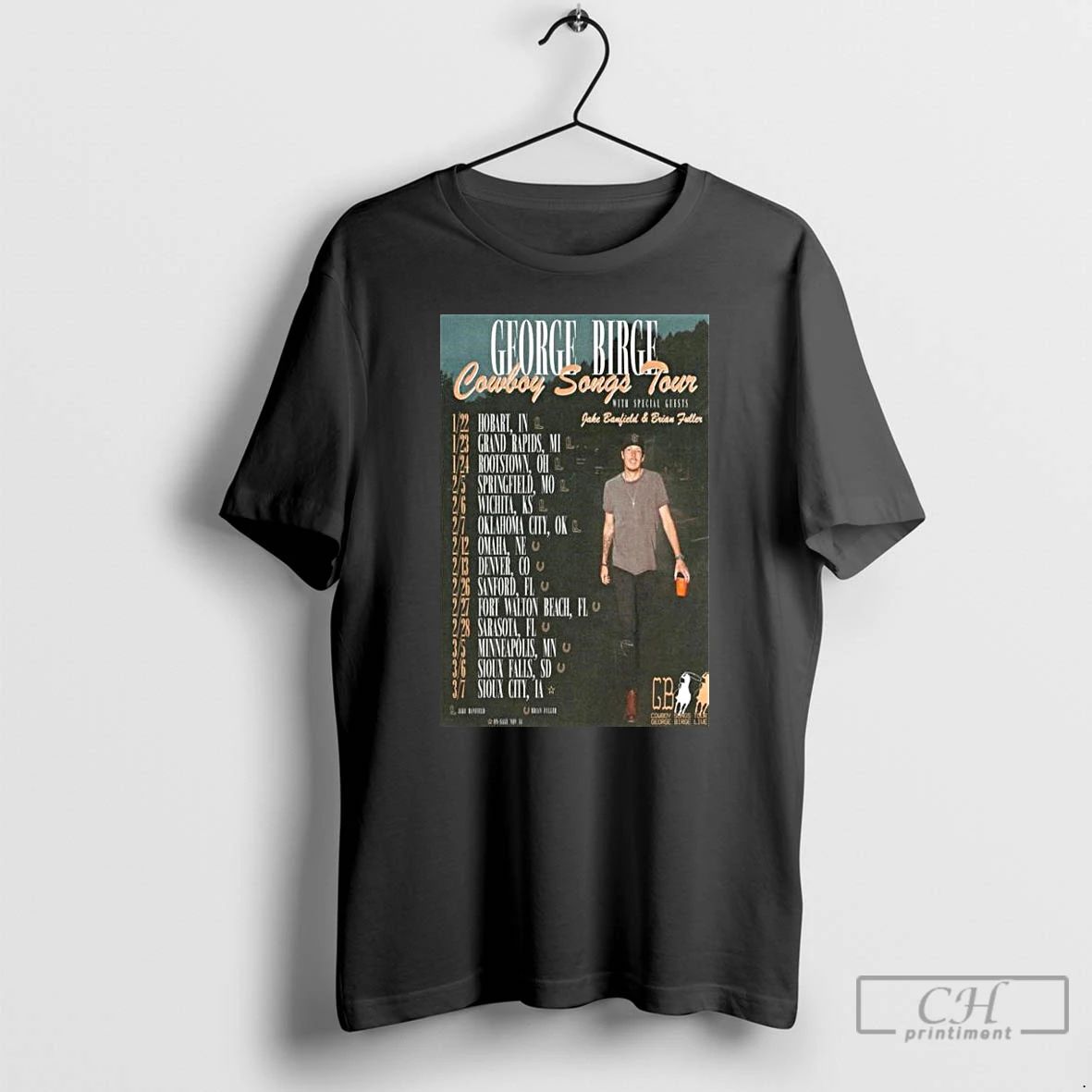 Classic George Birge Cowboy Songs Tour 2026 Long Sleve T Shirts