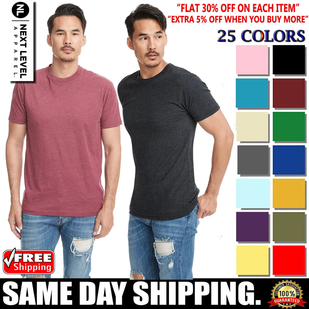 Next Level Unisex Sueded Crew Neck Premium Fit T-Shirt Short Sleeve T-Shirt 6410