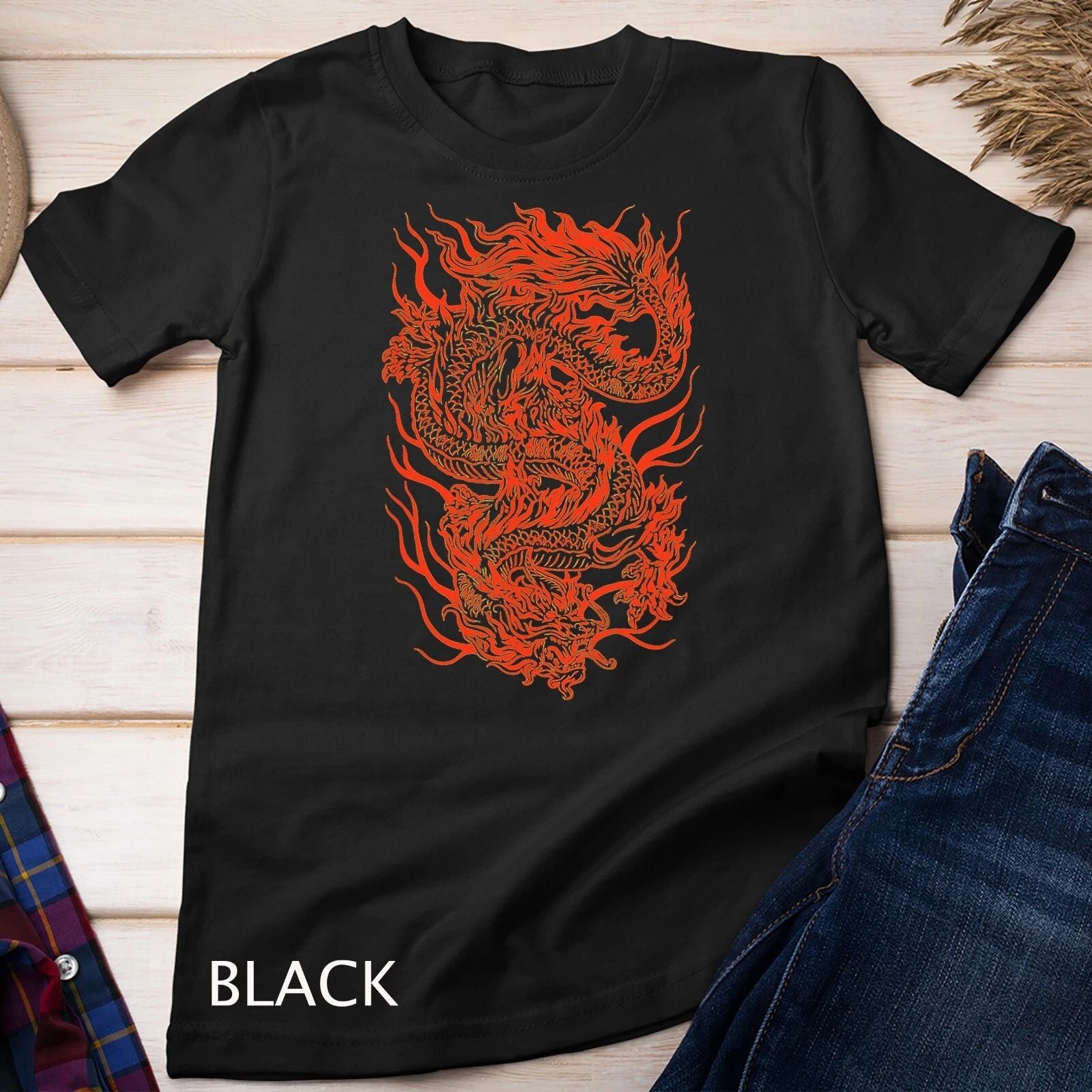 Aesthetic Red Chinese Dragon Grunge Egirl Teen Girls Women Unisex T-shirt