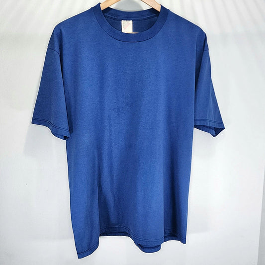 Jerzees Vintage 50/50 Cotton USA Made Plain Shirt Blue Blank 90s Retro Size XL