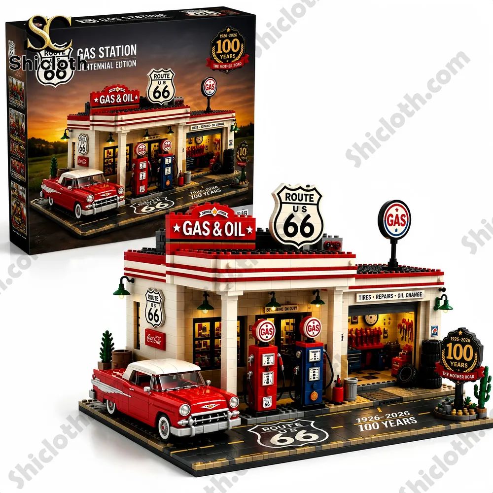 Route 66 Gas & Service Station 100th Anniversary Building Brick Set