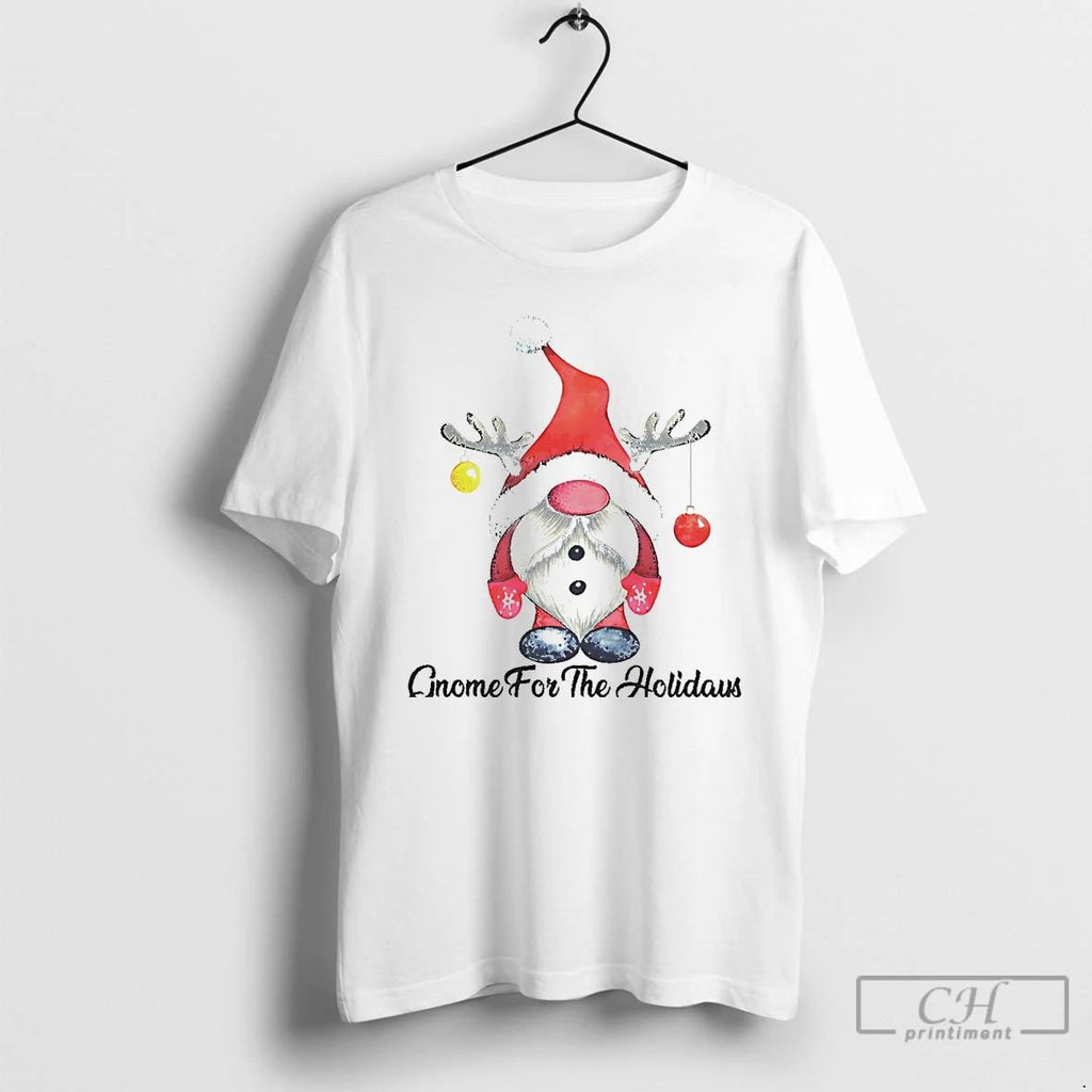 Classic Gnome For The Holidays Red Reindeer Antlers Christmas White T Shirts