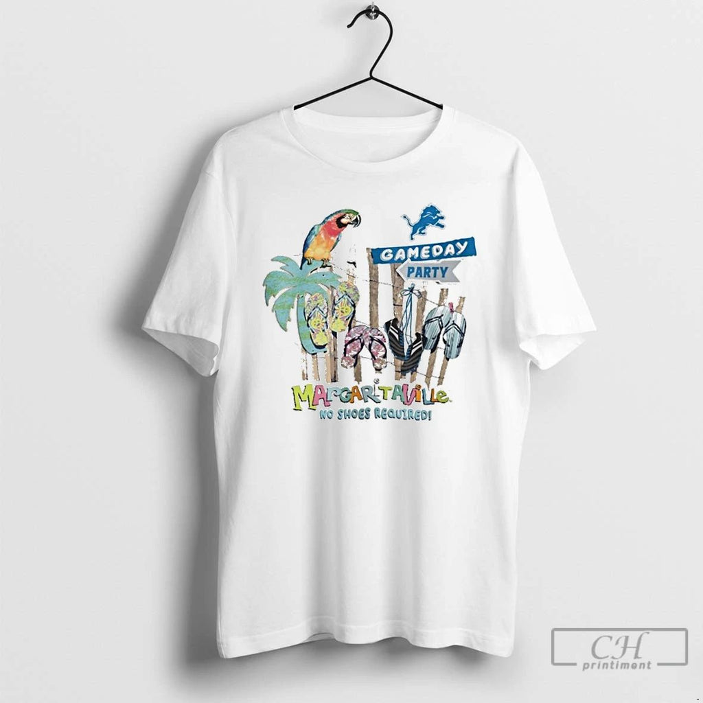 Premium Detroit Lions Gameday Party Margaritaville No Shoes Required T Shirts