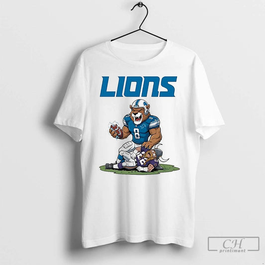Classic Detroit Lions Tread On Minnesota Vikings Mascot T Shirts
