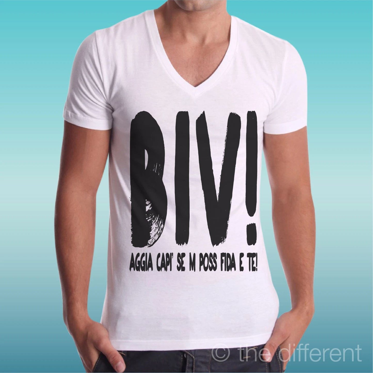 T-shirt Man V Neck Sentence Gomorra " Biv ! " Gift Idea Road To Happiness