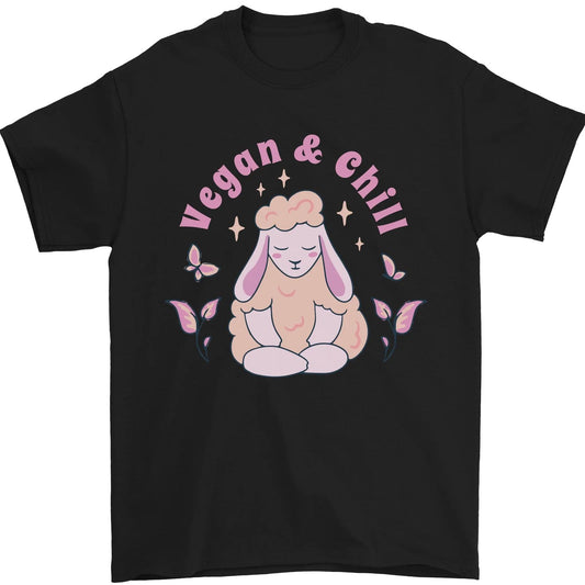Vegan & Chill Meditation Yoga Spiritual Mens T-Shirt 100% Cotton