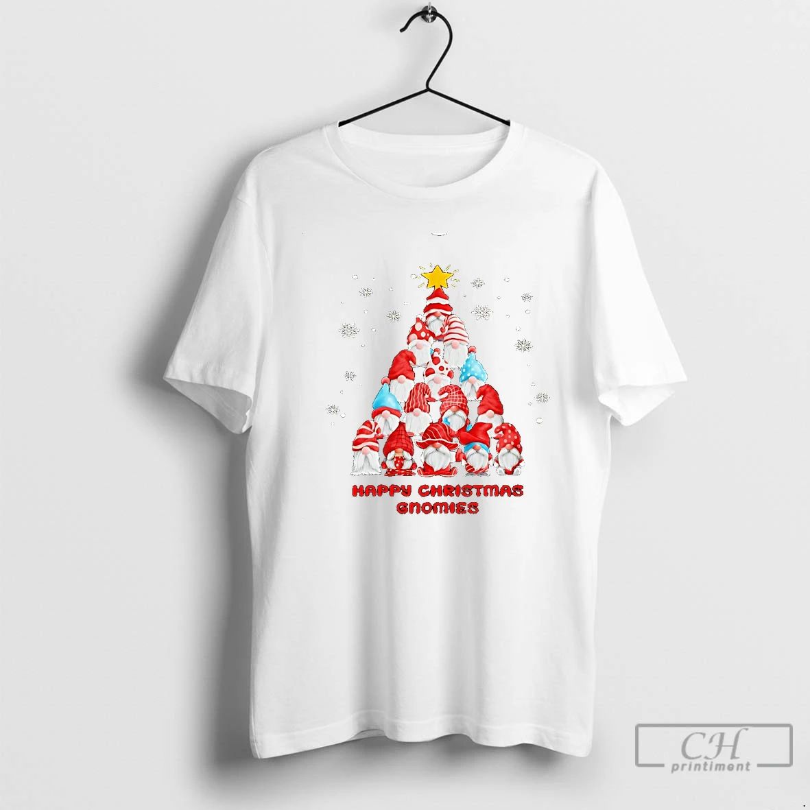 Classic Gnome Christmas Tree Pyramid Star Top Funny Holiday T Shirts