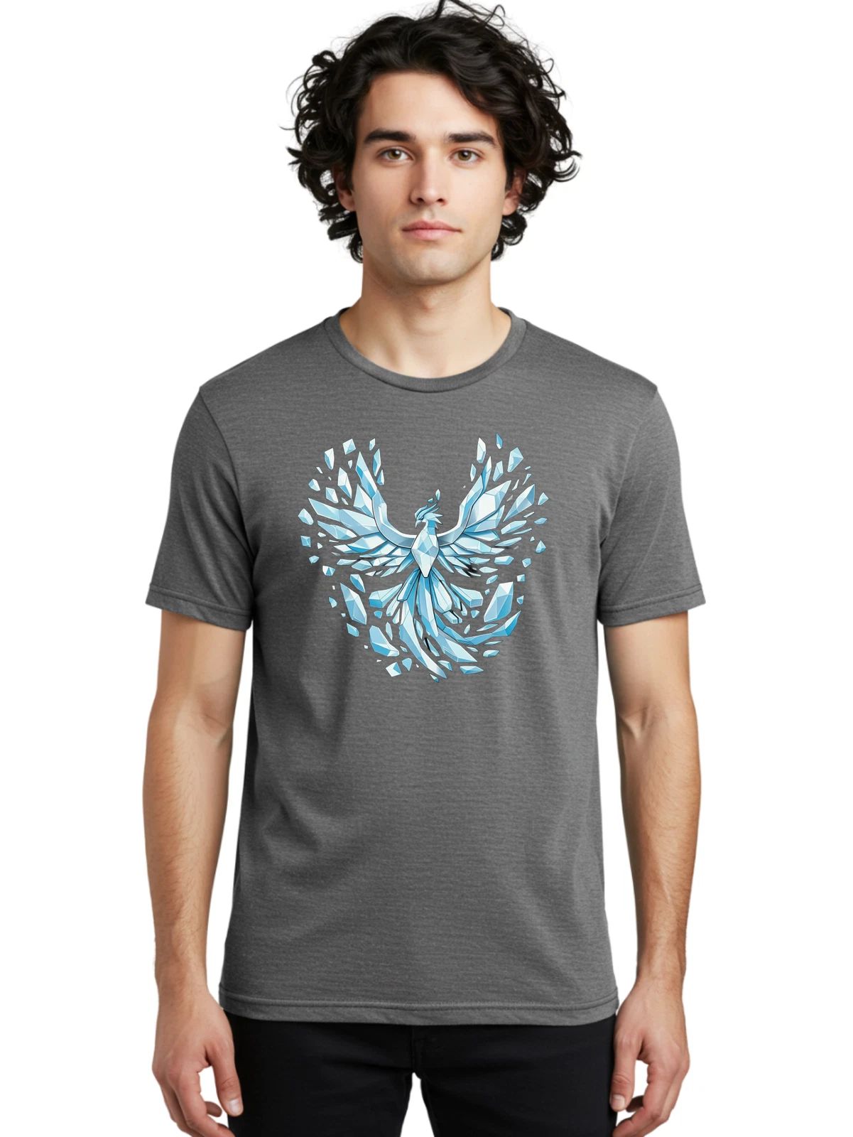 Crystal-Phoenix-1 Mens Graphic Tee, 100% Cotton, Casual Summer Wear
