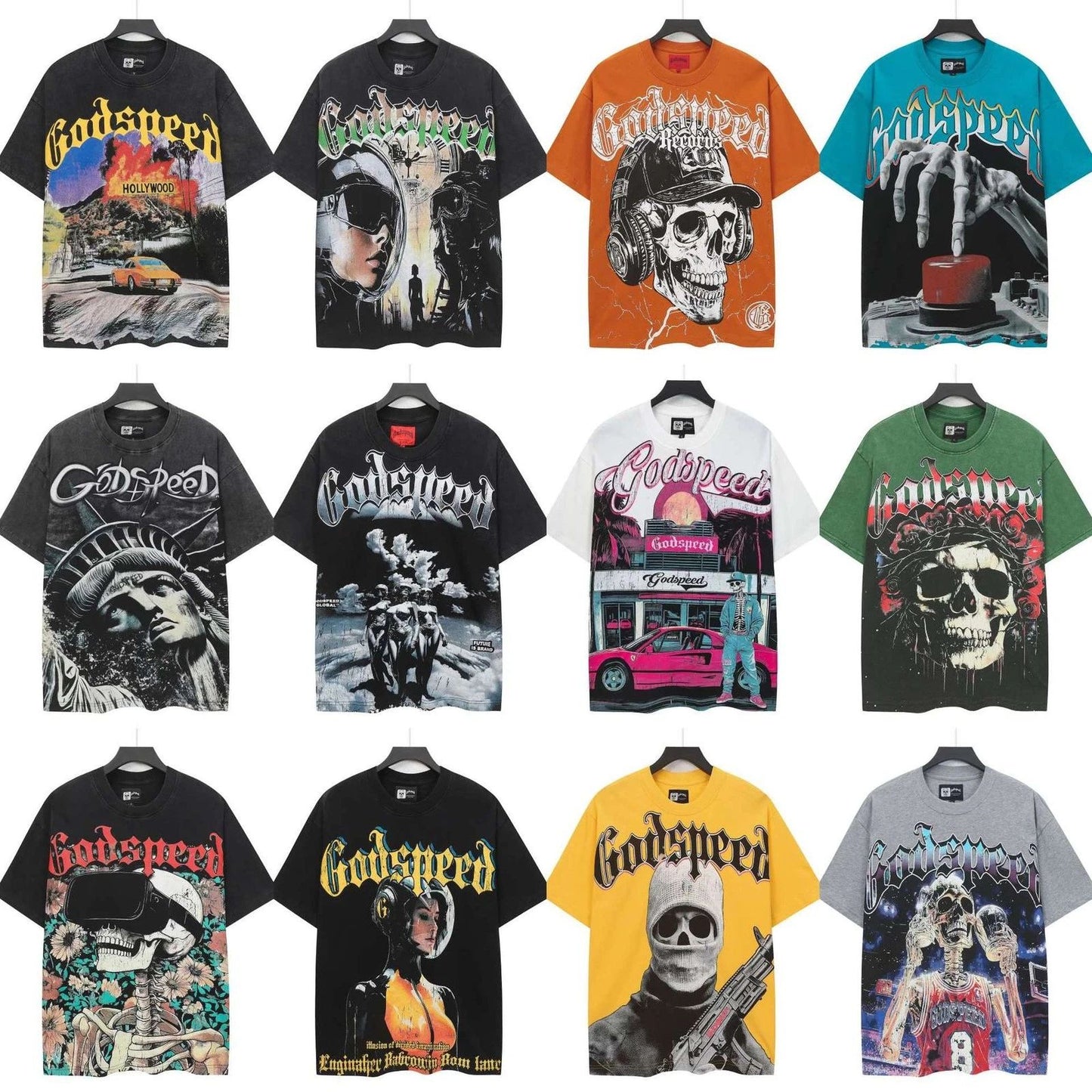 Rock T-shirt for men, retro logo "Godspeed", short sleeves, vintage style