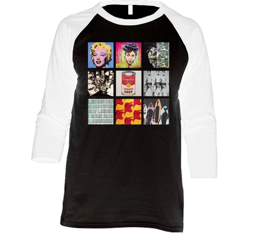Andy Warhol Art Paintings Trendy Artsy Raglan 3/4 Sleeve Shirt