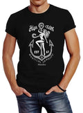 Neverless® Men's T-Shirt Anchor High Tides Lettering Nude Woman Street Style
