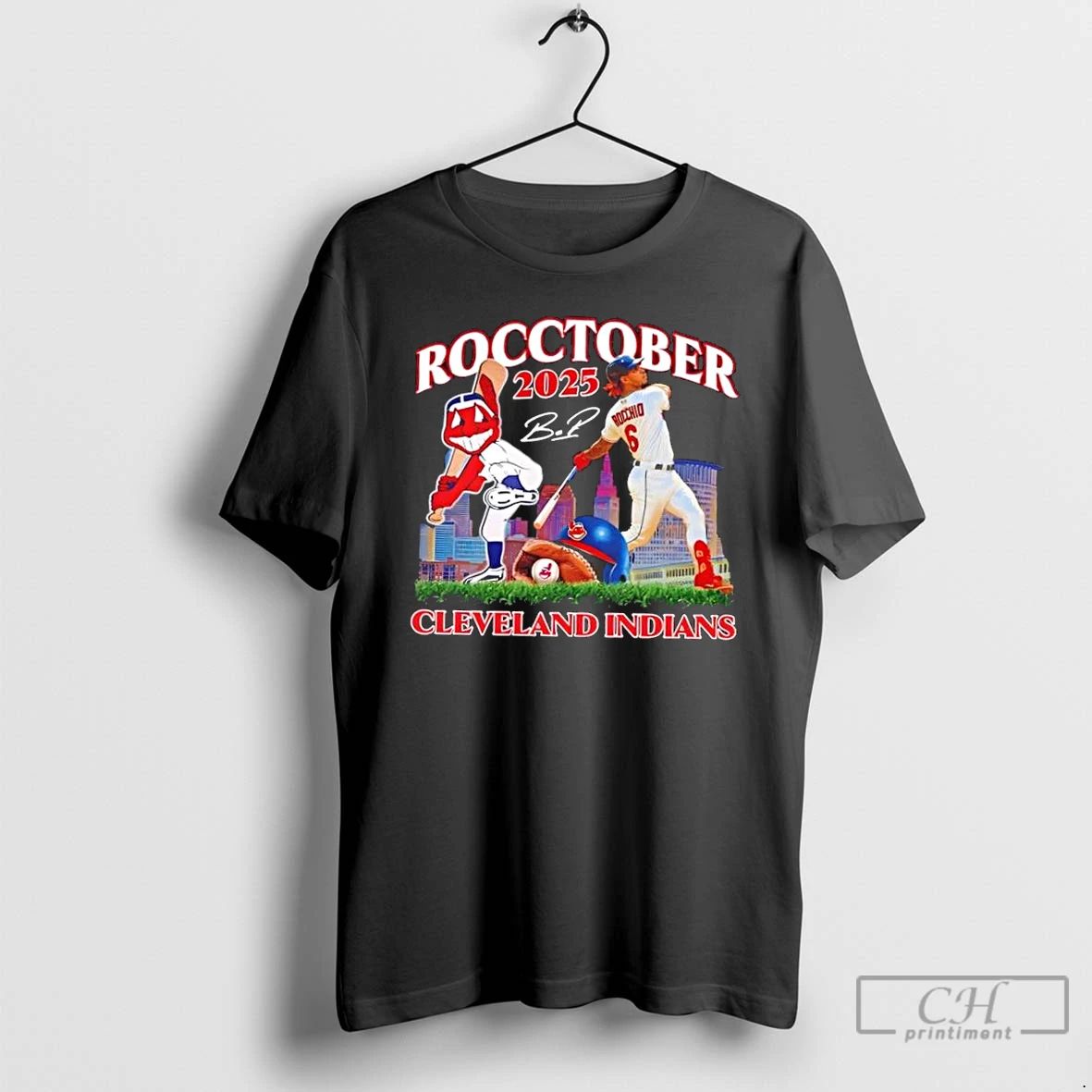 Classic 2025 Rocctober Brayan Rocchio And Cleveland Indians Mascot Signature T Shirts
