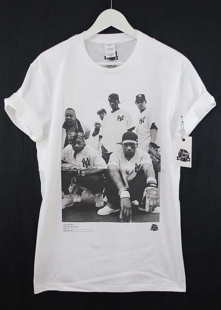 ACTUAL FACT SHAOLIN RAPPERS NY BASEBALL RZA BLACK & WHITE HIP HOP T SHIRT