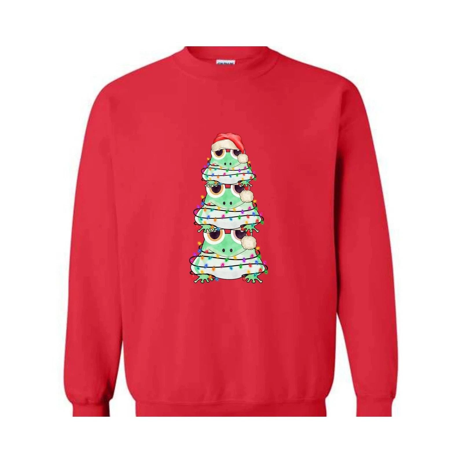 Frog Christmas Tree Sweatshirt, Cute Frog Christmas Sweater, Frog Lover Hoodie,