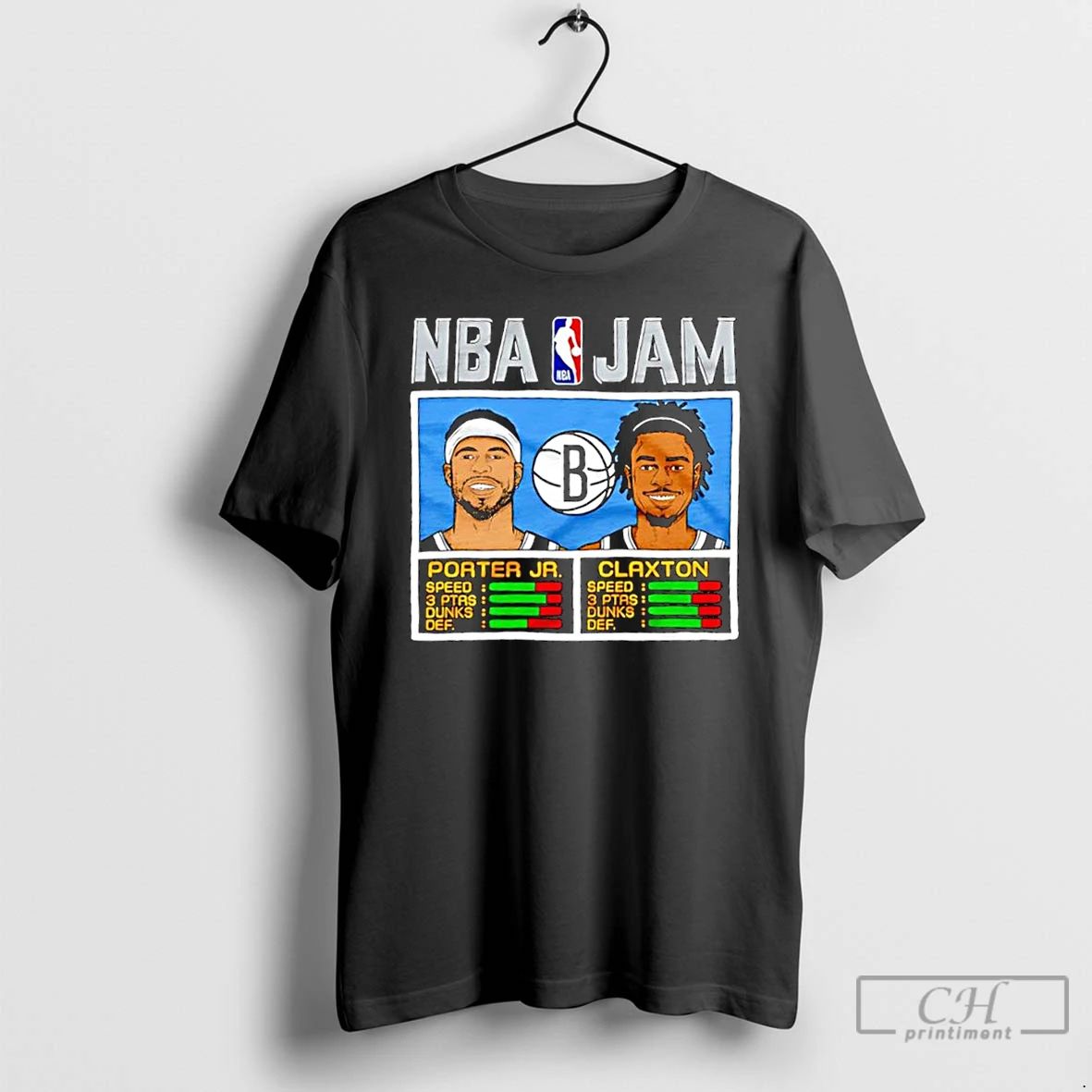 Classic Nba Jam Kevin Porter Jr And Nic Claxton Brooklyn Nets Graphic T Shirts