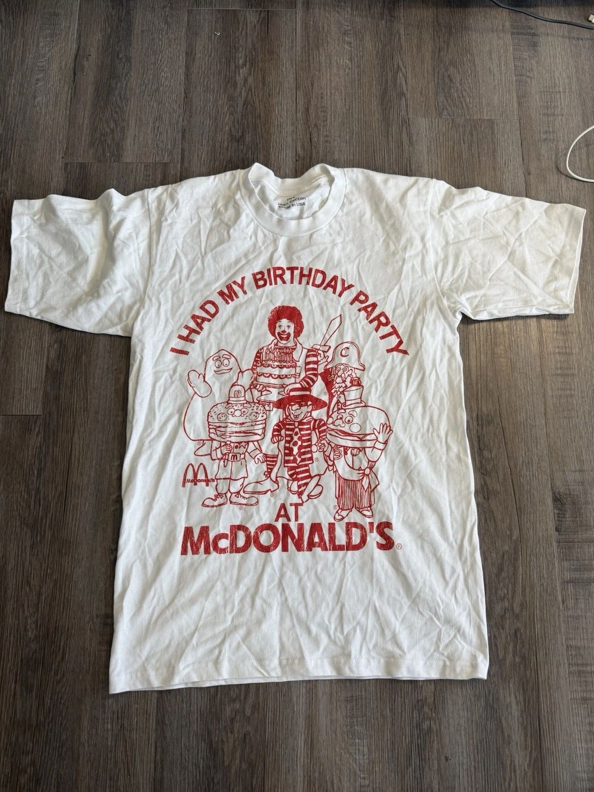 Vintage 90s "I Had My Birthday Party at McDonald’s" T-Shirt Size Medium USA Made
