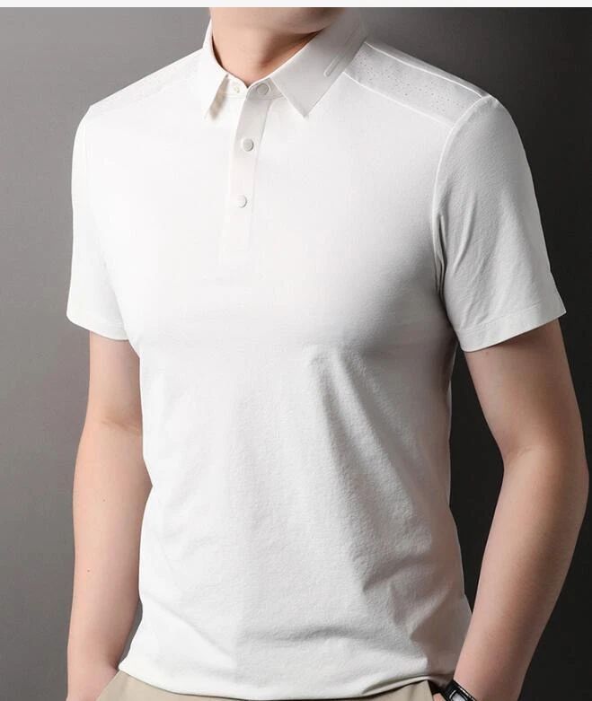 Men's Summer solid color antibacterial quick-drying shirt Thin fashionable lapel