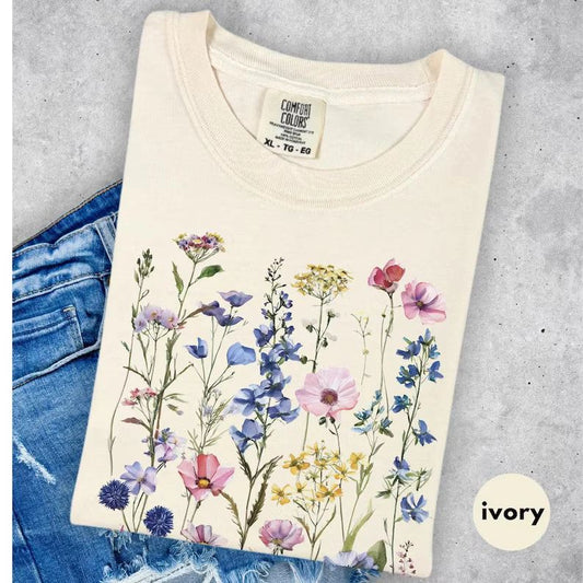 Boho Cottagecore Wildflower Comfort Tee Nature