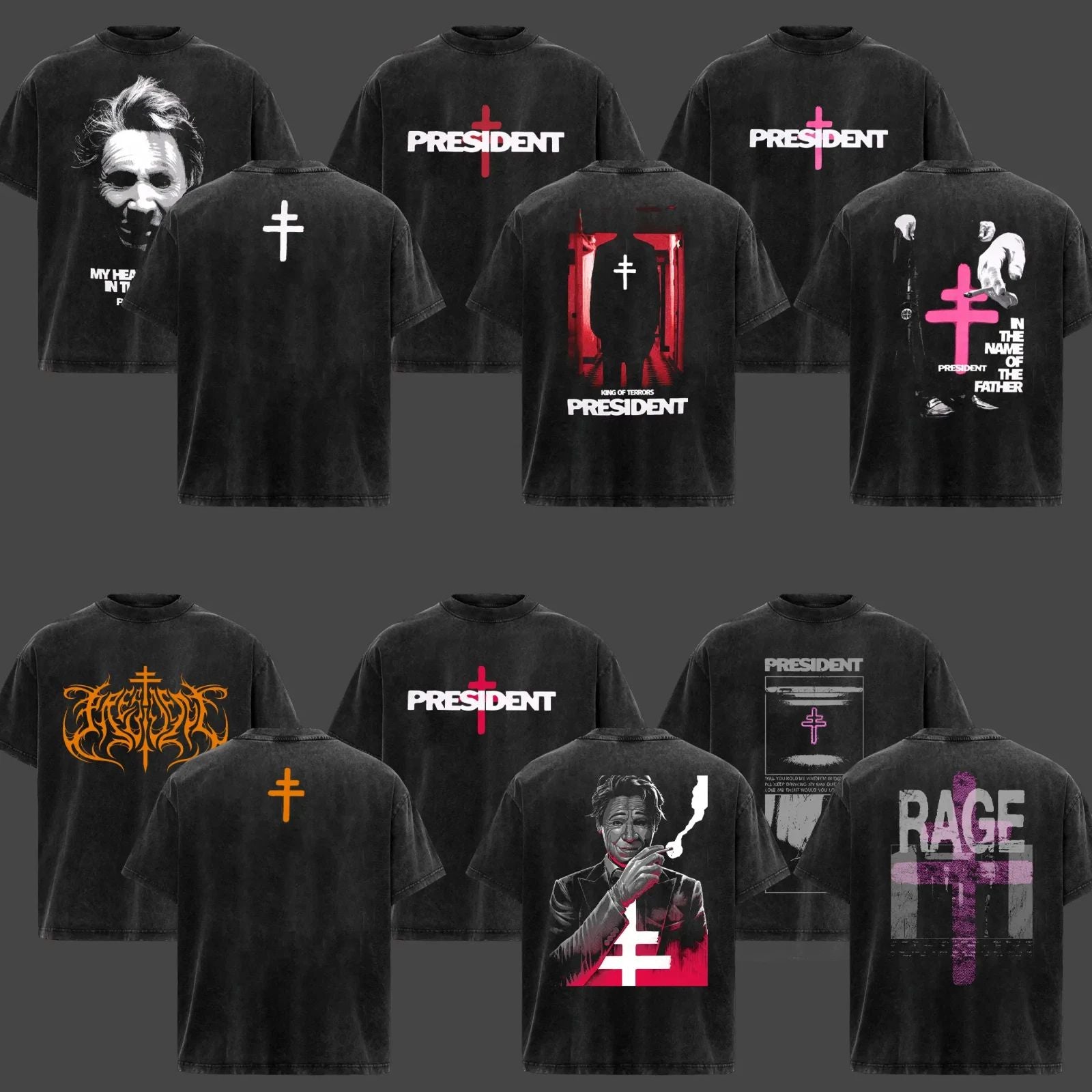 (Collection) President Band Shirt Retro Music Merch Gothic Cross Heavy Cotton
